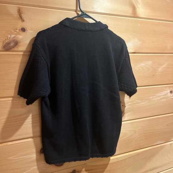 Vintage Jantzen Knit Short Sleeve Cardigan Embroidered Floral on Black Sz M/L - Picture 5 of 16